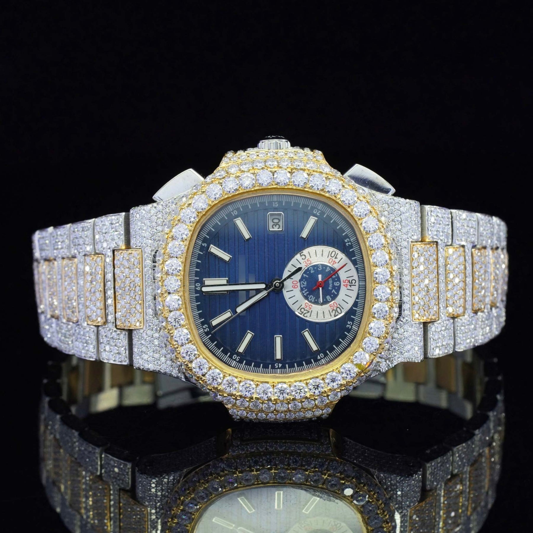 Two Tone Moissanite Business Style Automatic Wrist Watch