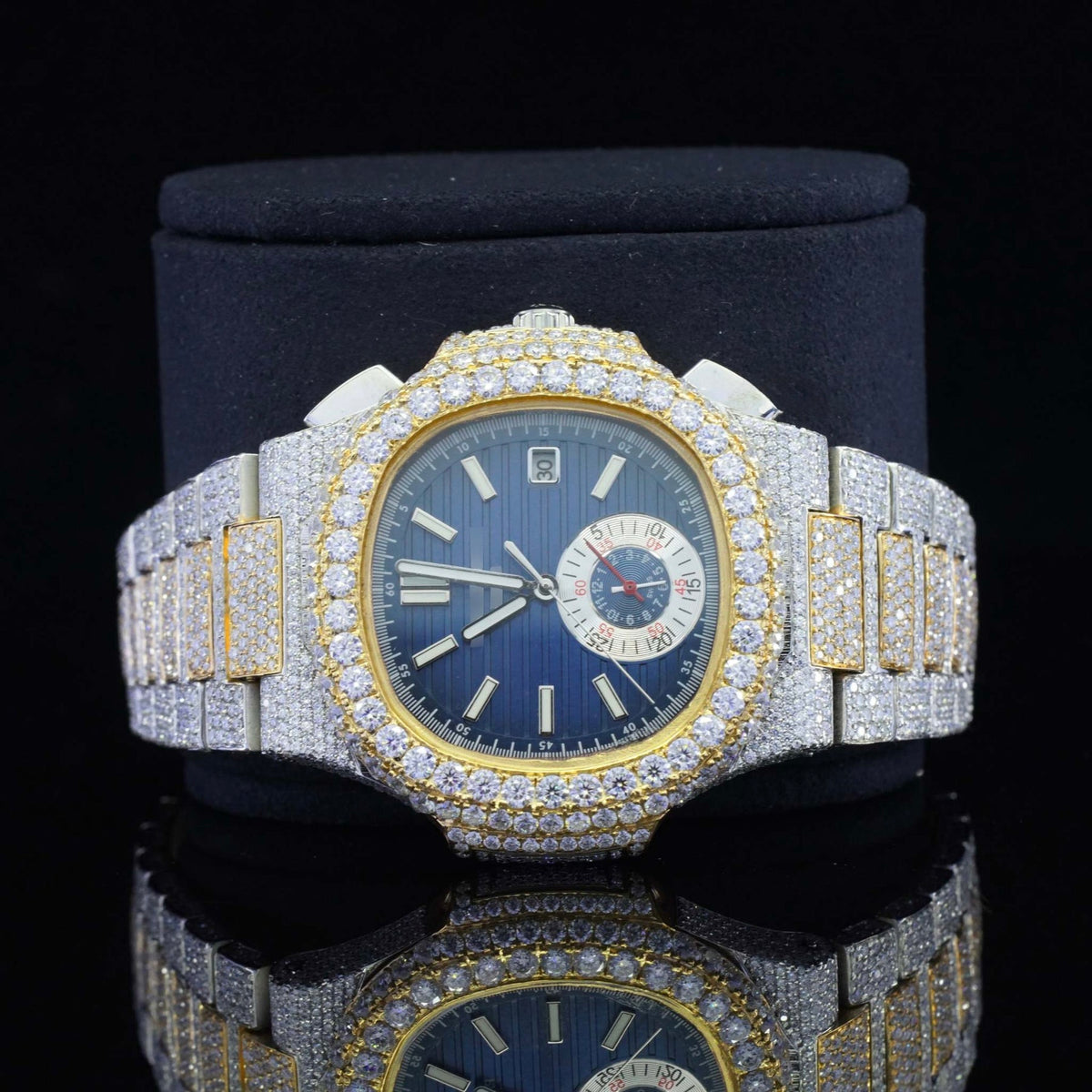 Two Tone Moissanite Business Style Automatic Wrist Watch