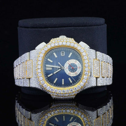 Two Tone Moissanite Business Style Automatic Wrist Watch