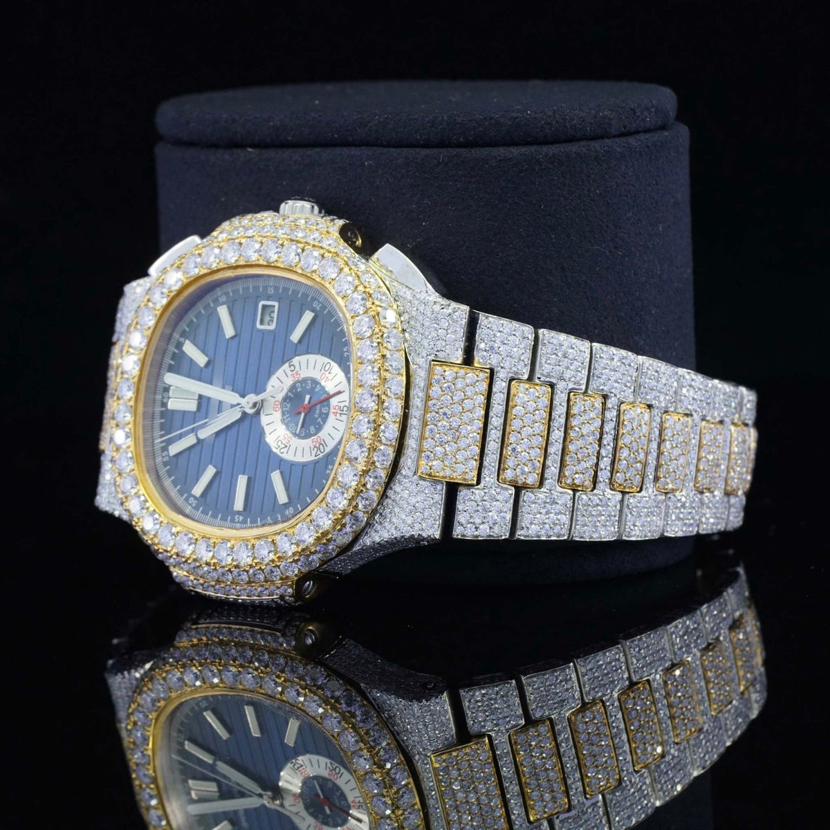 Two Tone Moissanite Business Style Automatic Wrist Watch