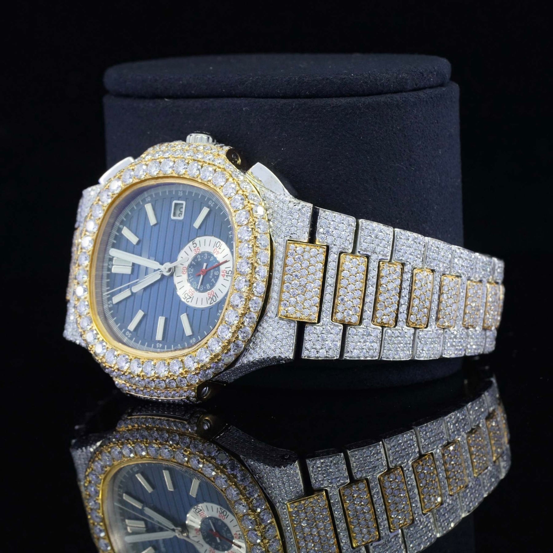 Two Tone Moissanite Business Style Automatic Wrist Watch