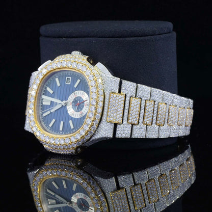 Two Tone Moissanite Business Style Automatic Wrist Watch