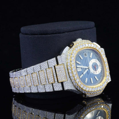 Two Tone Moissanite Business Style Automatic Wrist Watch