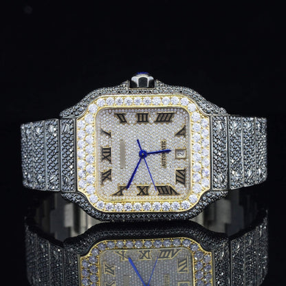 Jet Black Fantastic Fully Iced Out Moissanite Automatic Watch
