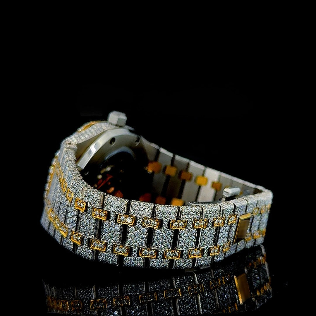 Yellow Gold AP Moissanite Diamonds Watch with Arabic Numerals