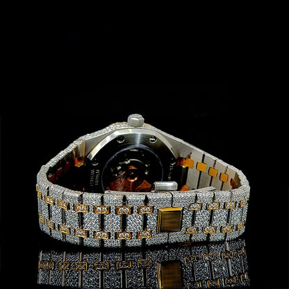 Yellow Gold AP Moissanite Diamonds Watch with Arabic Numerals