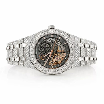 Audemars Piguet Royal Oak Skeleton Fully Iced Out Moissanite Diamond Studded Watch 1