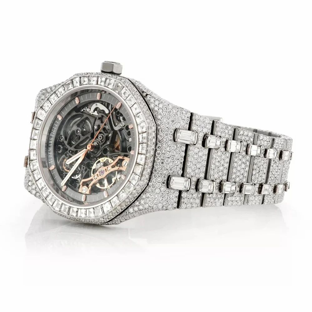 Audemars Piguet Royal Oak Skeleton Fully Iced Out Moissanite Diamond Studded Watch 2