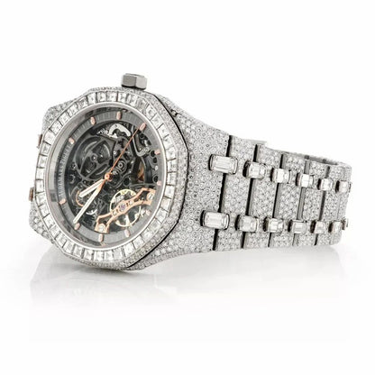 Audemars Piguet Royal Oak Skeleton Fully Iced Out Moissanite Diamond Studded Watch 2