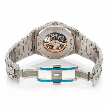 Audemars Piguet Royal Oak Skeleton Fully Iced Out Moissanite Diamond Studded Watch 5