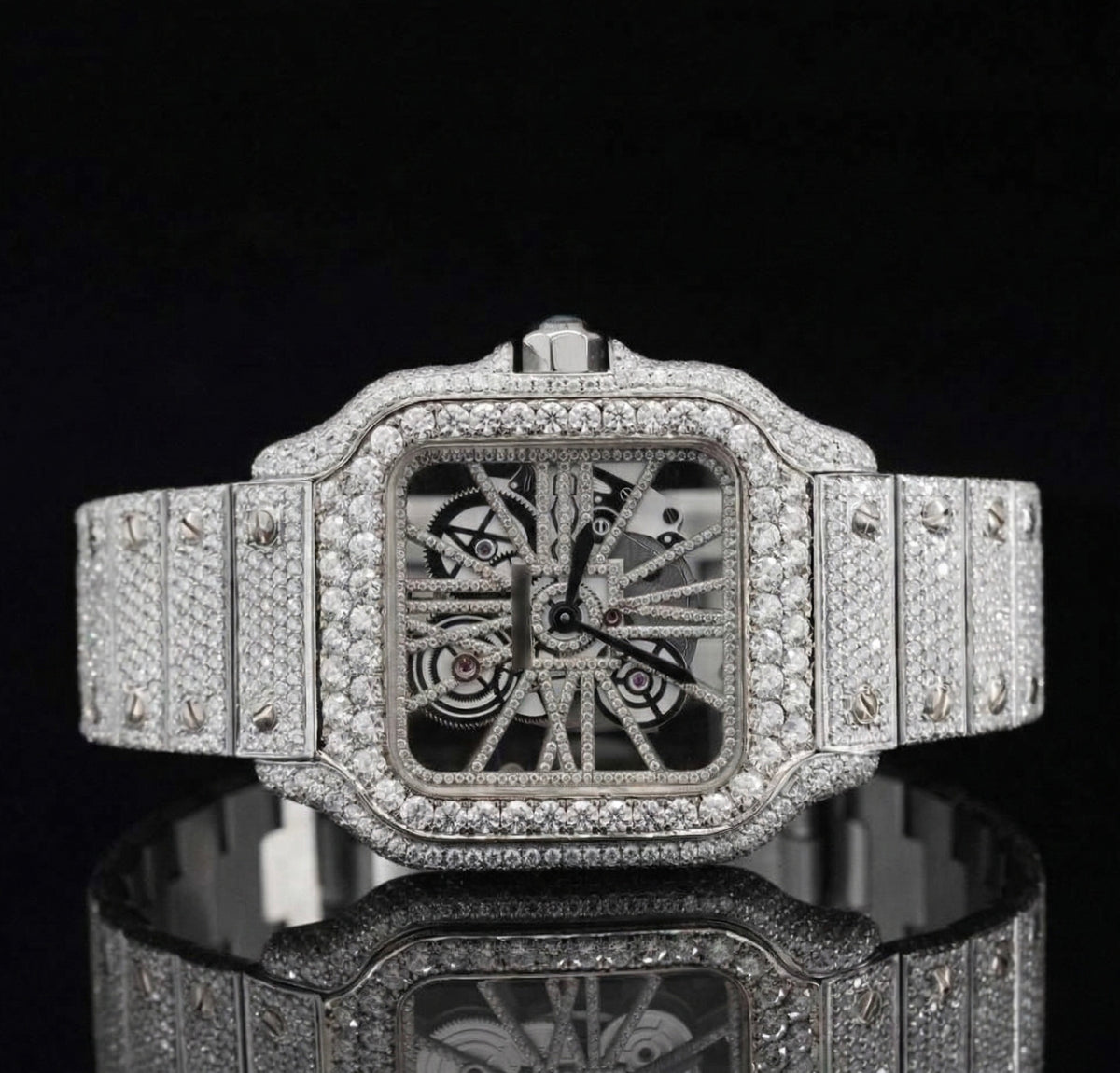 Moissanite Automatic Transparent Hip Hop Style Diamond Watch