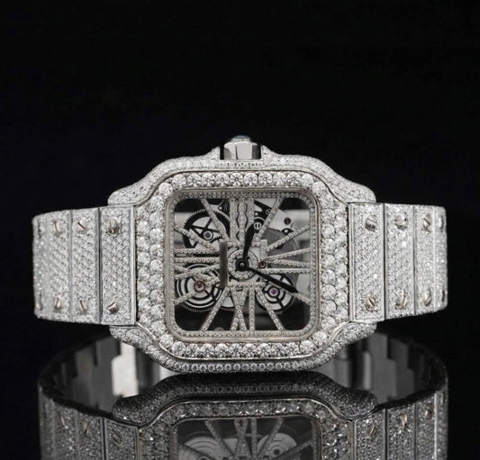 Moissanite Automatic Transparent Hip Hop Style Diamond Watch