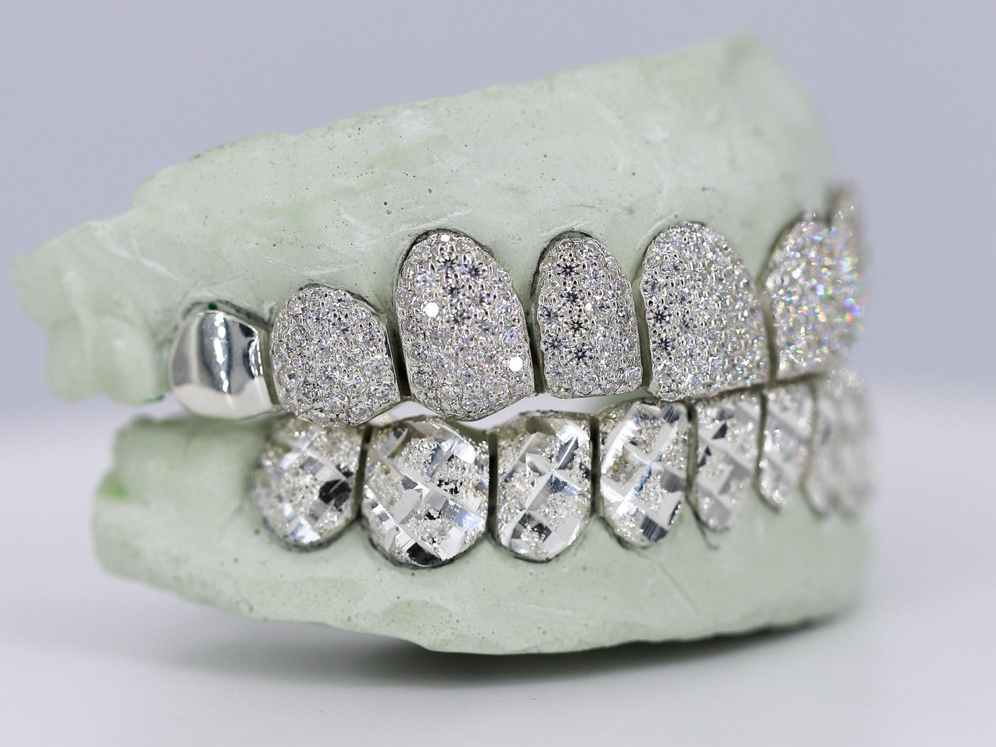 Diamond Top and Diamond Cut Bottom VVS Moisannite Diamond Grillz