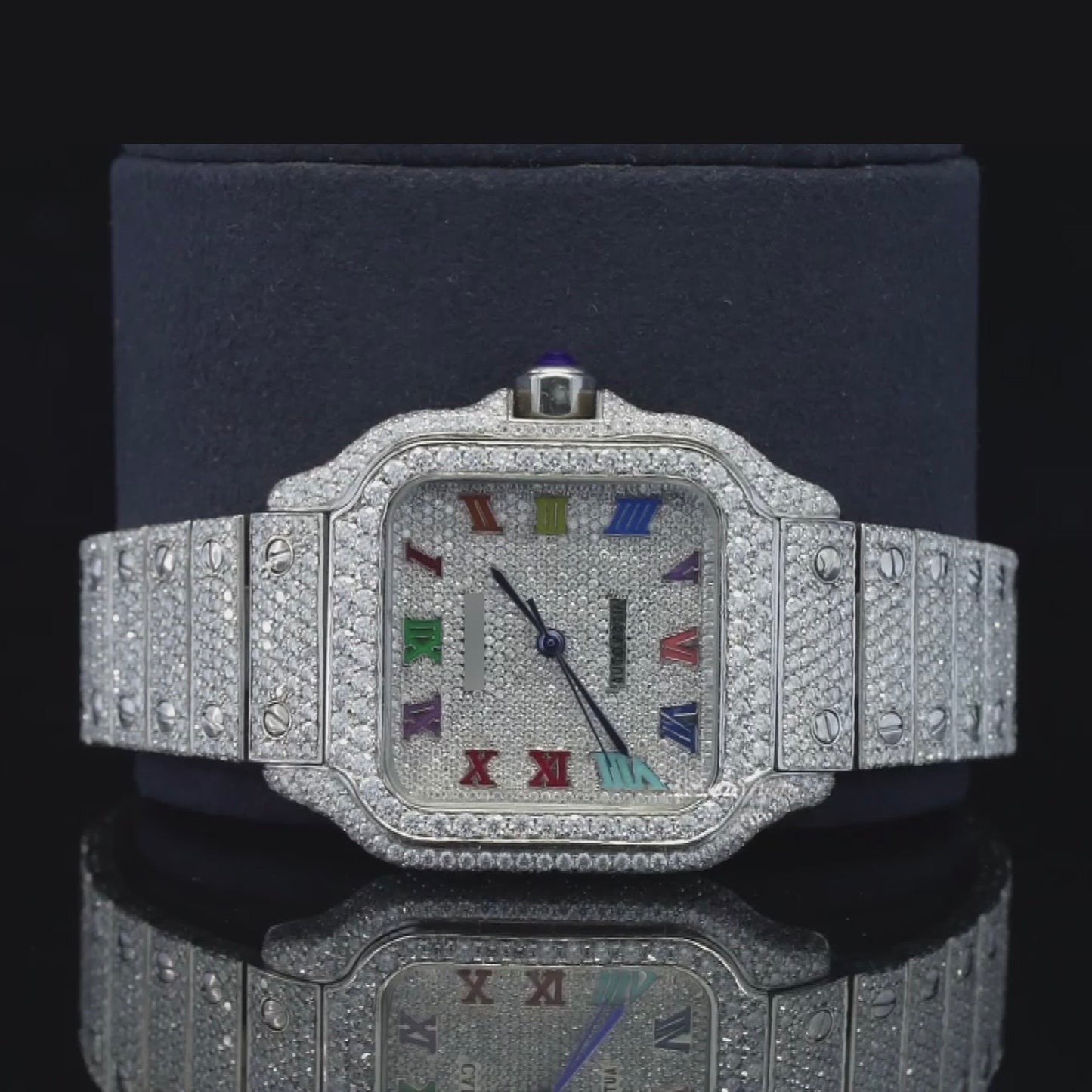 Rainbow Color Number Automatic Moissanite Watch