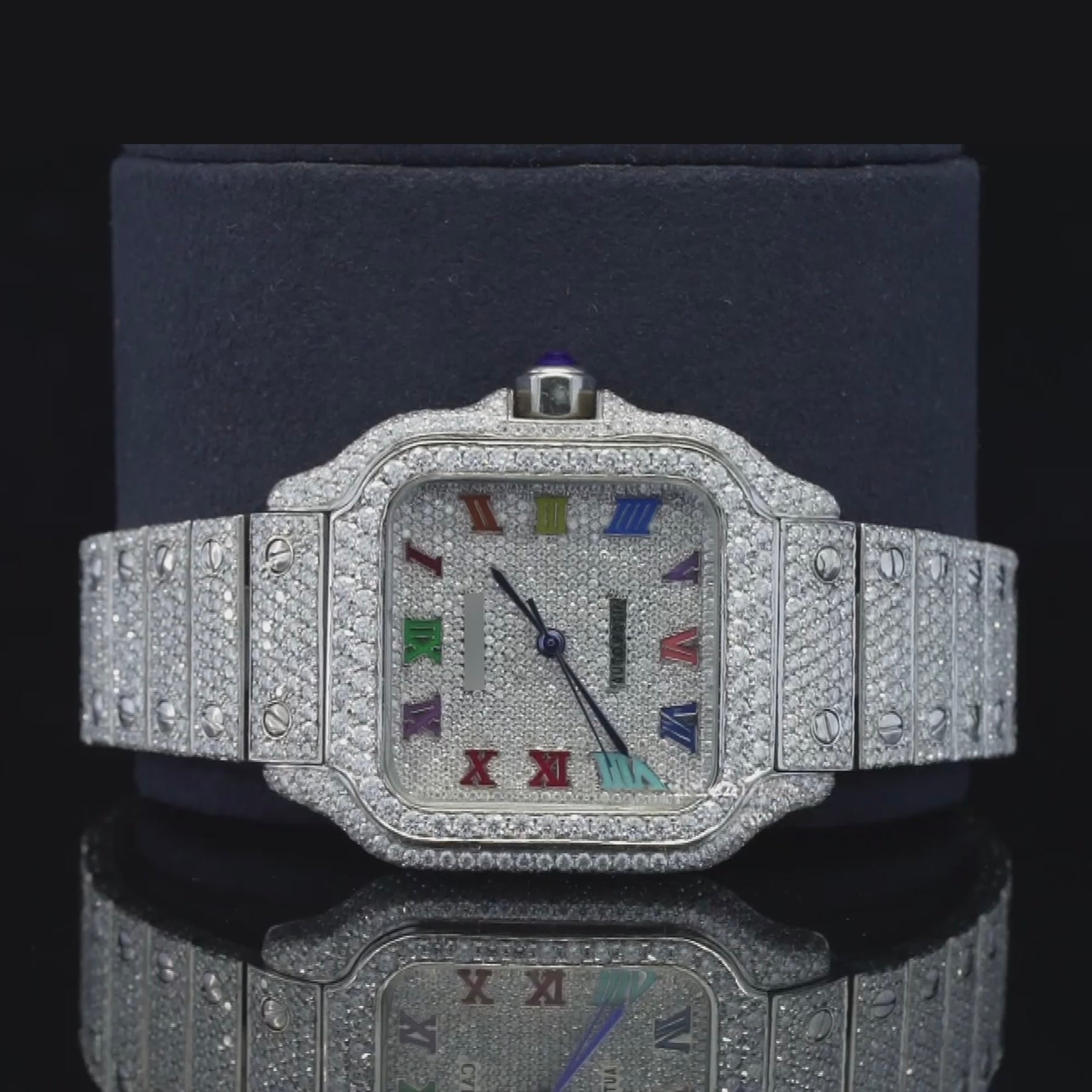 Rainbow Color Number Automatic Moissanite Watch