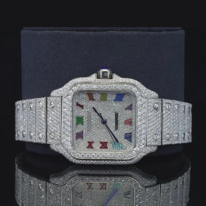 Rainbow Color Number Automatic Moissanite Watch