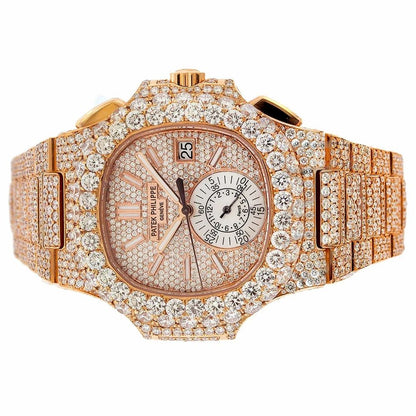 Patek Philippe Rose Tone Moissanite Diamond Studded Luxurious Watch For Men 1