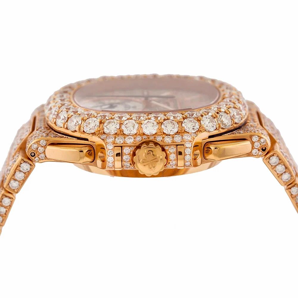 Patek Philippe Rose Tone Moissanite Diamond Studded Luxurious Watch For Men 3